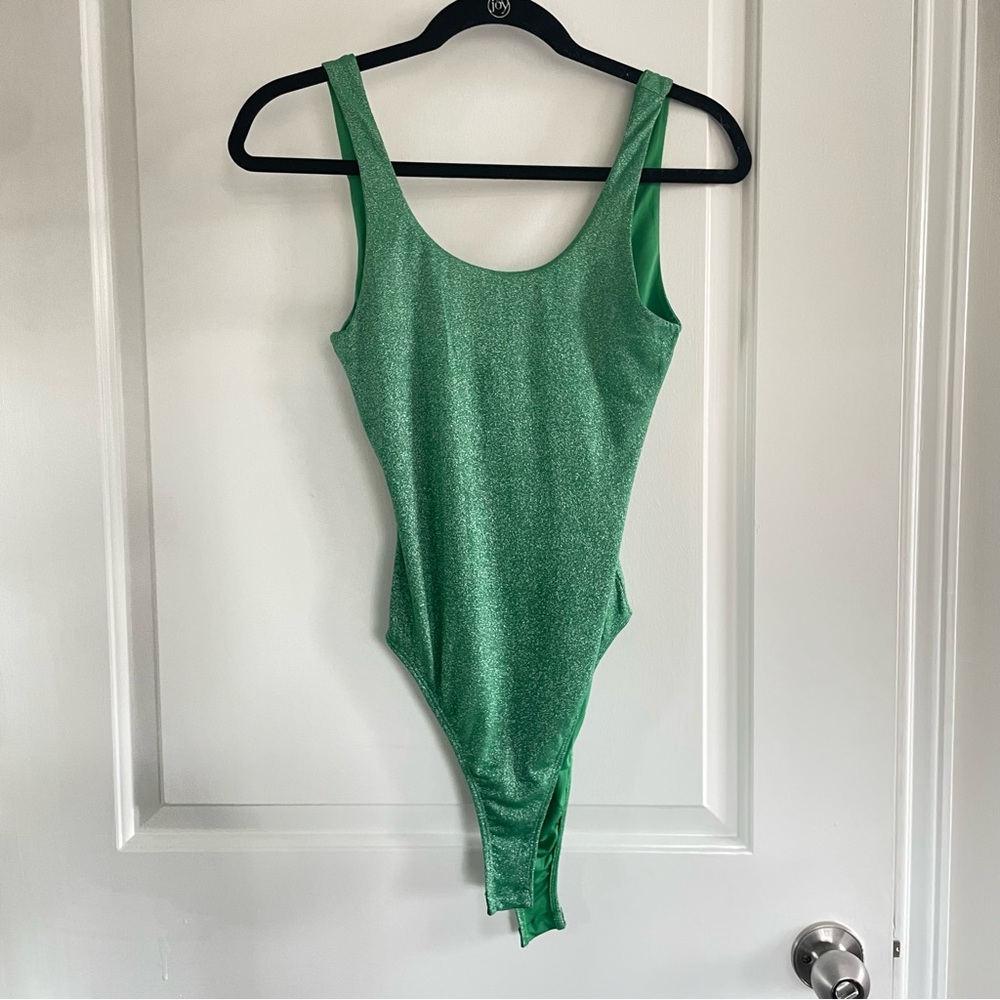 Princess Polly Green Shimmer Bodysuit